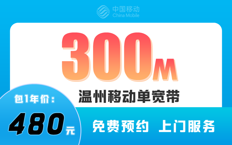 温州移动宽带300M包1年480元